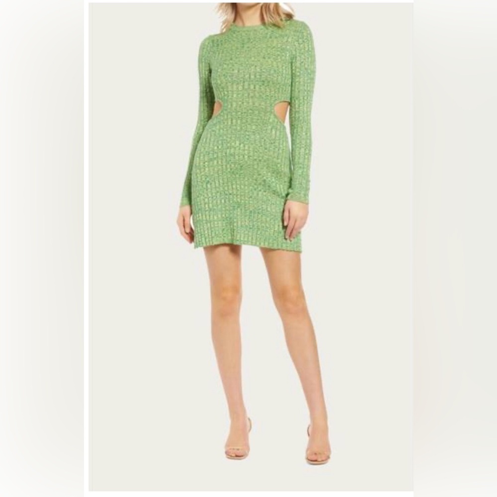 AFRM Long Sleeve Green Cutout Dress